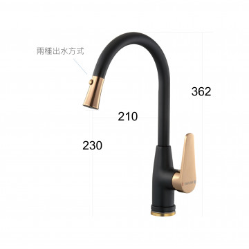 Day&Day - PVD 花灑檯面龍頭 黑色+玫瑰金 / ED-KA4903-B2