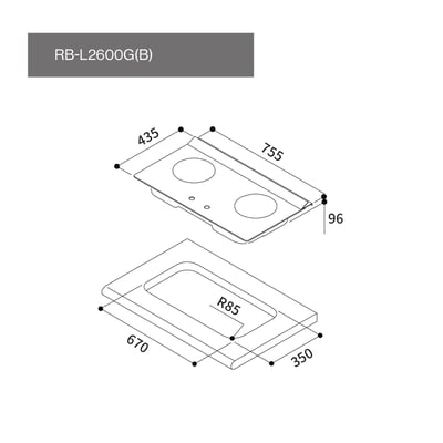 Rinnai林內-檯面式彩焱玻璃雙口爐RB-L2600G(B)3