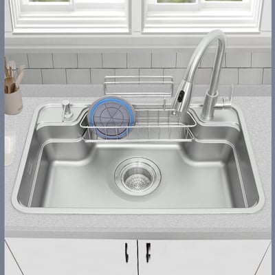 日向 - 日式3D壓紋多功能大單槽 - 不鏽鋼色/暮色黑-SUN3209/12095