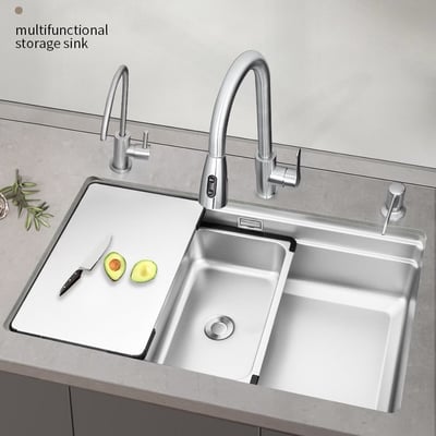 日向 - 3D奈米壓紋不鏽鋼廚房水槽 - 大全配 / SUN77091