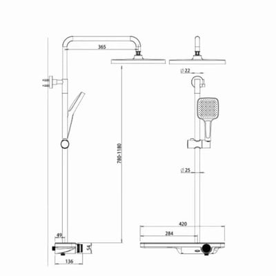 IDEAVIT - 多功能旋鈕淋浴龍頭(淋浴花灑)  - RD-11716-B/S/G/W/HB/HS/HG15