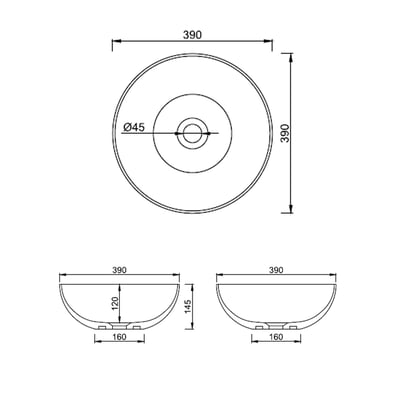 IDEAVIT - 人造石獨立圓形薄邊面盆 - K-513C-T-SK2