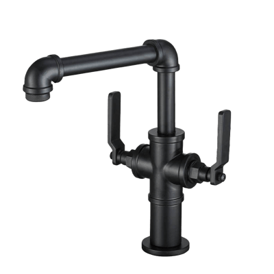 JiangPin-復古工業風 - 分控式雙把手 / 面盆龍頭 (霧砂黑、絲面古銅)3