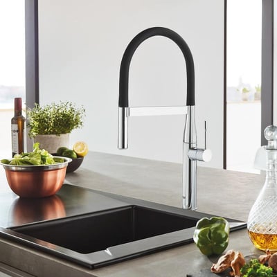 GROHE｜ESSENCE單槍活動式龍頭 黑色套管(鉻色)-302940002