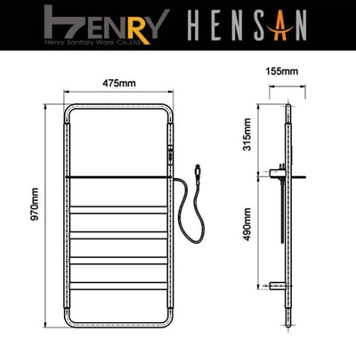 HENSAN - 智能電熱毛巾桿 / F-2033-PB(質感黑)3