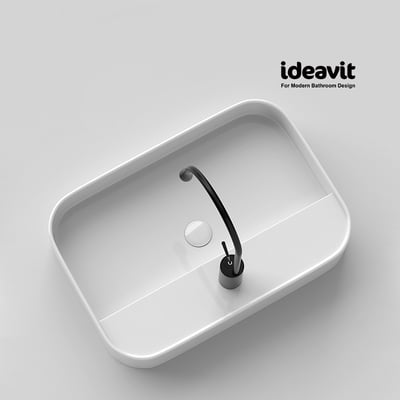 IDEAVIT - 橢圓弧角 / 薄邊台上盆 - KW15103-B (盆上龍頭 / 無溢水口)5
