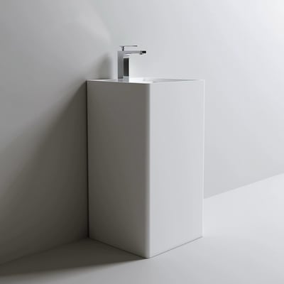 歐洲星級飯店款 - 荷蘭IDEAVIT - 純手工訂製CORIAN-人造石一體落地盆-Z.23-90074