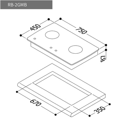 檯面式美食玻璃雙口爐-RB-2CGS(B)-TR2