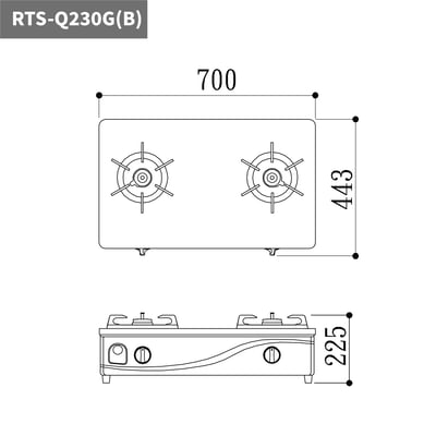 台爐式感溫玻璃雙口爐-RTS-Q230G(B)2