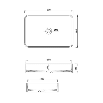 IDEAVIT - 人造石獨立方型薄邊面盆 - K-519C-T-SK2