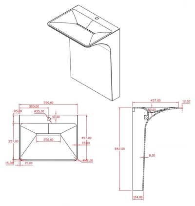 歐洲星級飯店款 - 荷蘭IDEAVIT - 純手工訂製CORIAN-人造石一體落地盆-Z.23-KL.M6