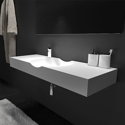 IDEAVIT - 白色平光霧面人造石壁掛盆 - WA1510020781