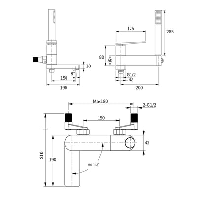 DE.系列 側把手式淋浴龍頭-附掛式 - CH103000911