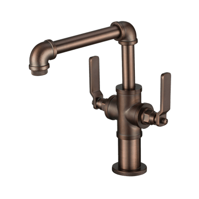 JiangPin-復古工業風 - 分控式雙把手 / 面盆龍頭 (霧砂黑、絲面古銅)4