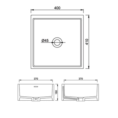 IDEAVIT - 人造石獨立方型薄邊面盆 - K-400H-T-SN2
