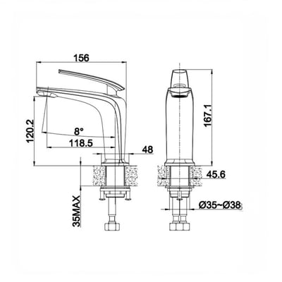 DE系列 - 弧身曲度設計面盆龍頭 - BW-10033315