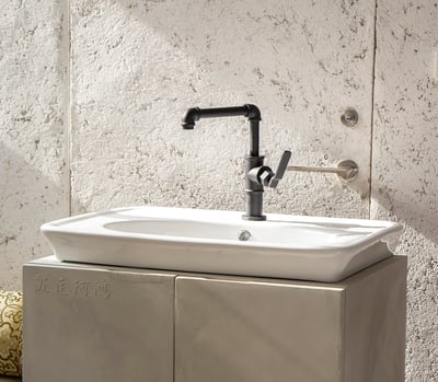 JiangPin-復古工業風 - 冷熱混合單把型 / 面盆龍頭 (霧砂黑、絲面古銅)3