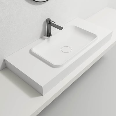 IDEAVIT - 白色平光霧面人造石壁掛盆 - WA1510020112