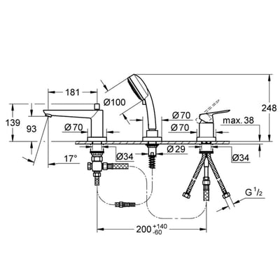 Grohe Bauedge三孔浴缸組合-2511710A4