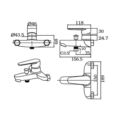 義大利 KUDIA -文青小巧淋浴龍頭 - KD-11033