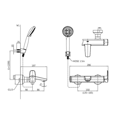 日本 INAX - 側把手淋浴龍頭 - 「可切換出水」 - FB26892