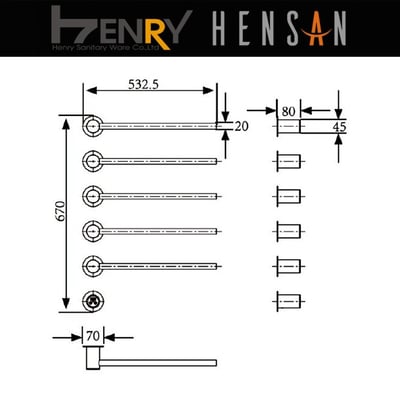 HENSAN - 埋壁式智能電熱毛巾桿 / F-23154