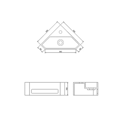 IDEAVIT - 人造石一體成形轉角面盆 - K-456L-T-SK2