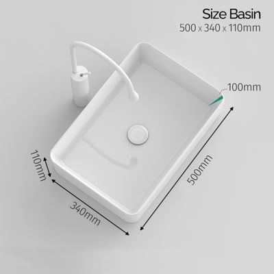 IDEAVIT - 方形弧角/薄邊台上盆 - KW2101-B (無溢水口)9