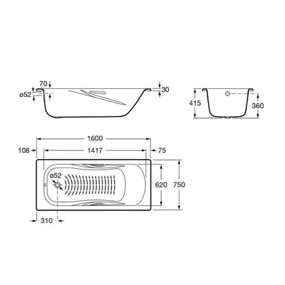 Roca PRINCESS-N鋼板浴缸 2204706