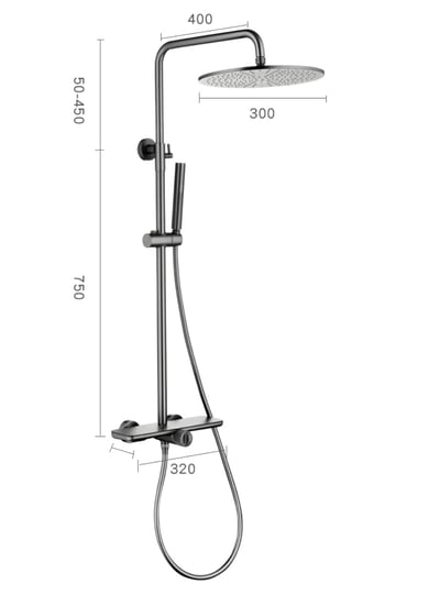 DE.系列 - 石紋板設計鐵灰黑色淋浴花灑 /  DK-1098527