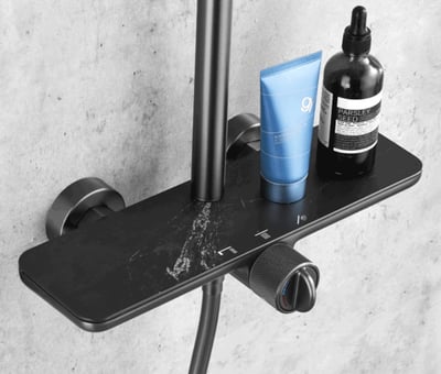 DE.系列 - 石紋板設計鐵灰黑色淋浴花灑 /  DK-1098522