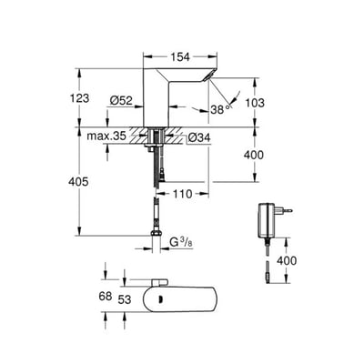 GROHE ｜BAU Cosmopolitan E 感應式冷熱水混合龍頭 (鉻色) 364530005
