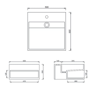 IDEAVIT - 人造石一體成形置物面盆 - K-450F-T-SV2