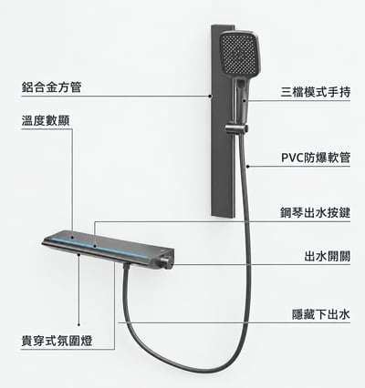 IDEAVIT  - 科凡平台按鍵式淋浴龍頭  - LD-808.1T3  / 雙功能款3