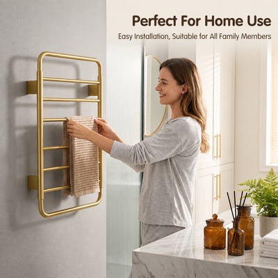 VELIANO - 暖域｜六桿梯形式 / 導圓角智慧毛巾架 (方管) / 電熱毛巾桿 VO - 559S.9 - S / B / GD1