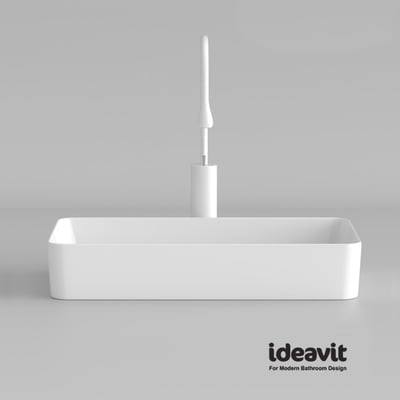 IDEAVIT - 方形弧角/薄邊台上盆 - KW2101-B (無溢水口)4