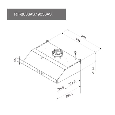 深罩式蒸氣水洗排油煙機-RH-9036AS2