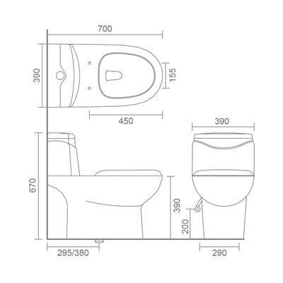 MRBEAR - 兩段式省水單體馬桶 / PMA-142.3 / PMA-142.42