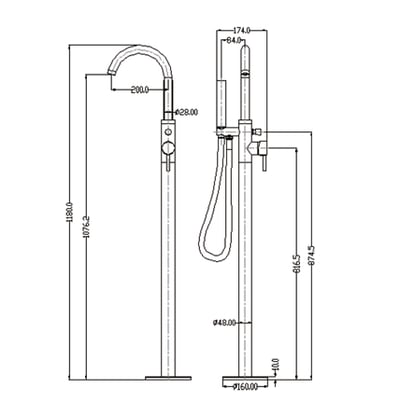 荷蘭IDEAVIT - 浴缸落地龍頭 - DT-57700-H7