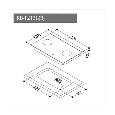 檯面式蓮花玻璃雙口爐-RB-F212G(B)3