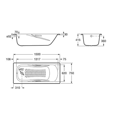 Roca PRINCESS-N鋼板浴缸 2204707