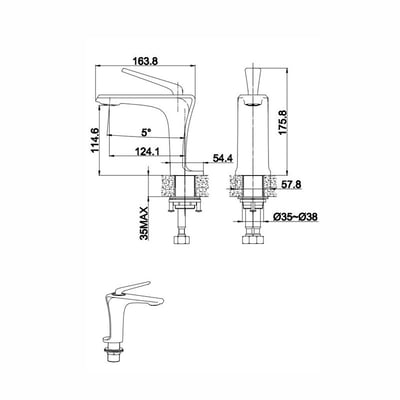 DE系列-弧型面盆龍頭 B100736-Y100736-R1007365