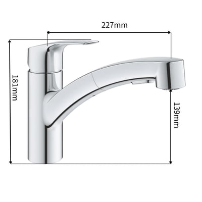 GROHE｜EUROSMART 單槍廚房龍頭 伸縮式龍頭-303050005