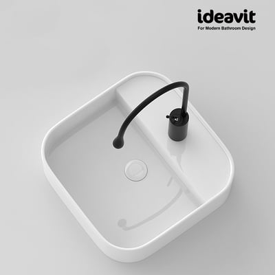 IDEAVIT - 橢圓弧角 / 薄邊台上盆 - KW15103-B (盆上龍頭 / 無溢水口)4