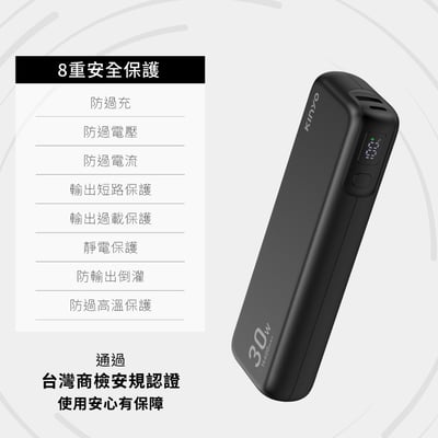 ｜KINYO｜PD 30W輕效商務極速充｜WH標示 14400mAh｜KPB-28008