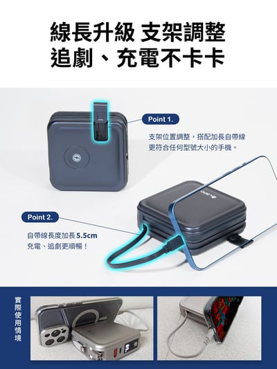 ｜LaPO｜三代WT-08｜超進化八合一無線快充行動電源｜ ｜三色可選｜琉光金｜微墨藍｜柔霧白｜4