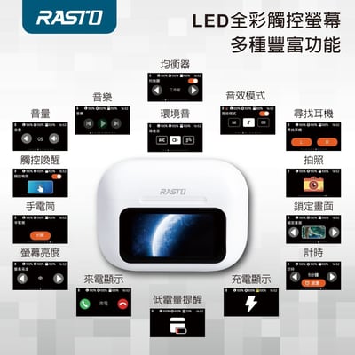 ｜RASTO｜RS70 AI智能全觸控螢幕ANC+ENC主動降噪藍牙5.4耳機｜3
