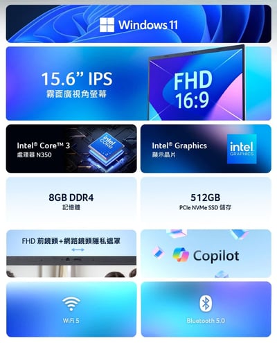 ｜輕薄筆電｜Acer 宏碁 15.6吋Core 3(Aspire Lite/AL15-36P-38B1/Core 3-N350/8G/512G/W11)2