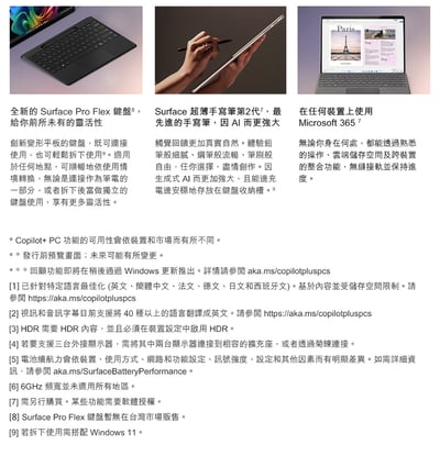 ｜Microsoft 微軟 Surface Pro｜第11版 13吋 輕薄觸控筆電｜石墨黑｜Snapdragon X Plus/16G/256G/W11｜四大贈品｜Copilot石墨黑鍵盤｜Uniscope 優思 13.6吋手提電腦包｜迷你帶線行動電源｜HODA 機身保護貼11