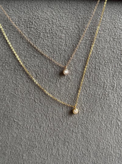 316L Round Diamond Necklace 經典包邊圓鑽項鍊1